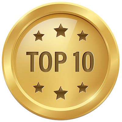gold top 10 award seal with stars